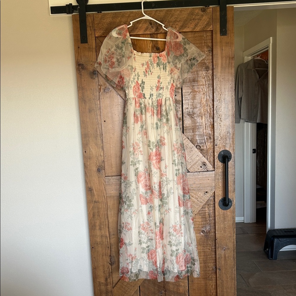 Baltic Born Cream Floral Maxi Dress with Pink Roses - Picture 5 of 5